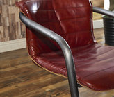 Iron Frame Leather Dining Room Chairs , Oxblood Red Real Leather Dining Chairs