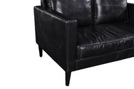 Simple Style 2 Seater Black Leather Sofa , Full Grain Leather Sofa For Apartment Living Room