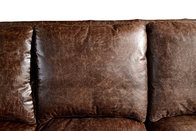 Retro Vintage Dark Brown Leather Sofa Set ,Top Full Grain Leather Sofa For Home