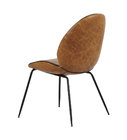 Solid Thin Metal Legs Brown Leather Occasional Chair , Leather Dining Chairs Fiber Glass Frame