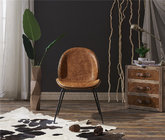 Beautiful Looking Leather Leisure Chair Black Matte Paint Metal Legs Room Decoration