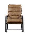 Light Brown Leather Upholstered Chair , Modern Leisure Chair Thick Steel Frame