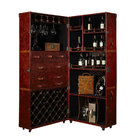 High End Europe Retro Vintage Leather  Wine Storage Cabinet With Multi function
