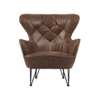 Industrial Unique Top Grian Leather Leisure Chair With Steel Frame