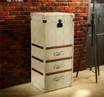 Retro Vintage Leather Storage Steamer Trunk With Drawer Chest Full Handcrafted