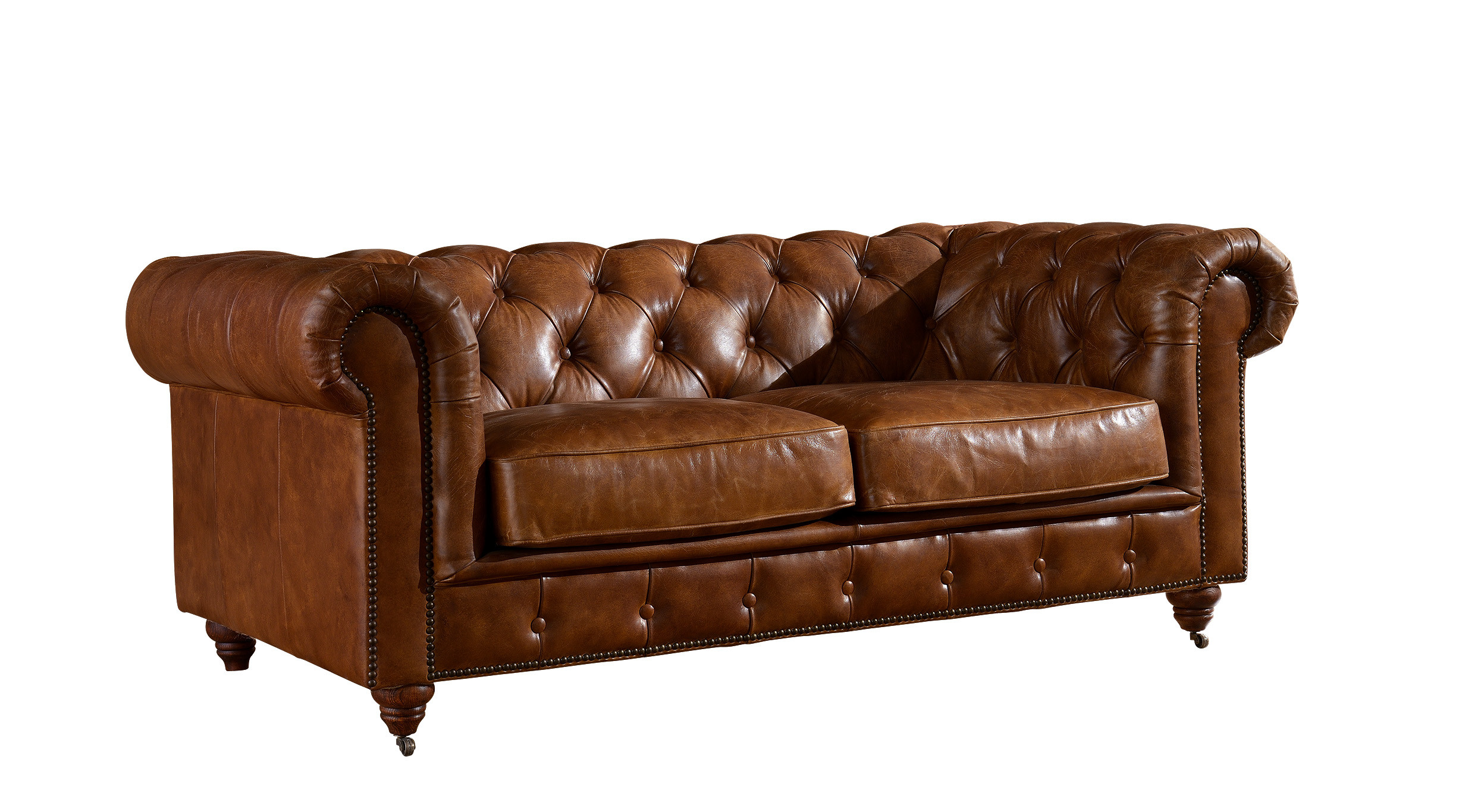 American Industrial Style 2 Seater Chesterfield  Leather Sofa  For Home Furniture
