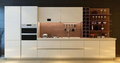 China High glossy lacquer kitchen cabinet,Project kitchen cabinet,Line-styled cabinet supplier
