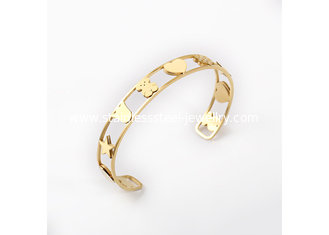 China Open Hollow Out Stainless Steel Bangles Gold Plated Stainless Steel Bracelets For Ladies supplier