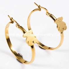 China Customized Pattern Gold Engraved Hoop Earrings , Stainless Steel Clip On Hoop Earrings supplier