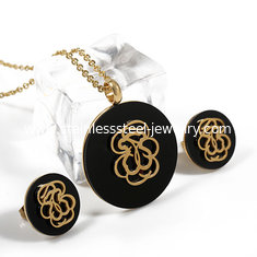 China Black / White Color Stainless Steel Jewelry Necklace And Earrings For Girls supplier