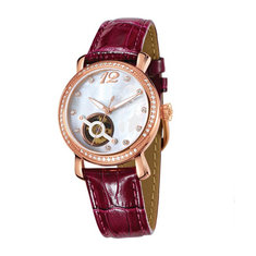 China 5 ATM Water Resistant Mechanical Wrist Watch / Ladies Automatic Watches With Genuine Leather supplier