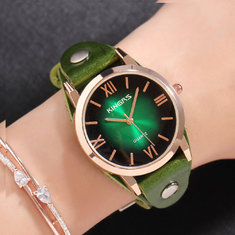 China Leather Quartz Watch, Gradient Colorful Fashion Design Wrist Watches ,Quartz Latest customized personalized wrist watch supplier