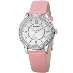 China Ladies  Fashion Watches,MOP Dial Stainless steel watch with Genuine Leather strap ,OEM Women Watch supplier