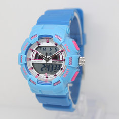 China Plastic Digital Watch with Stainless Steel Case Back, 5ATM Water Resistance and TPU Strap,LCD Digital Watches supplier