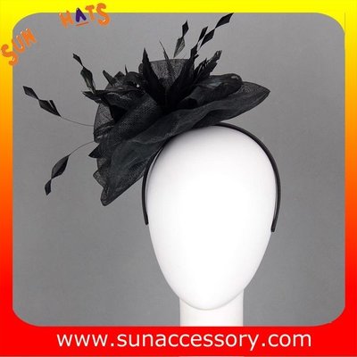 China 0921 hot sale fashion black sinamay fascinators hats and caps with feather,Fancy Sinamay fascinator  from Sun Accessory supplier