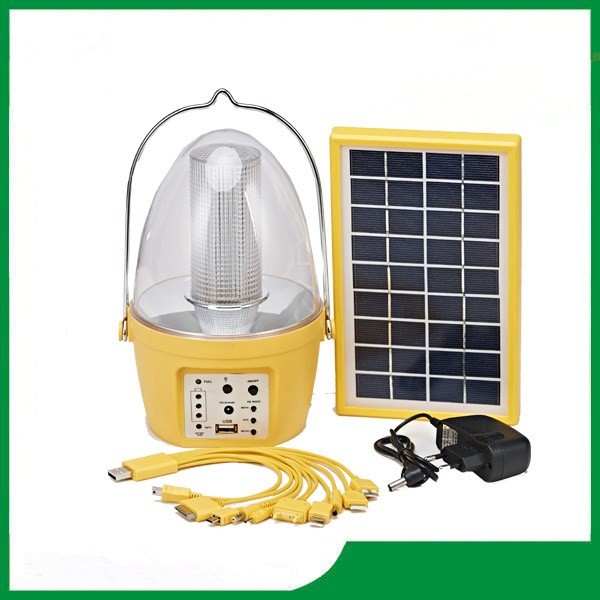 Portable camping solar lantern with mobile phone charger and FM radio for cheap sale