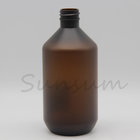 500ml Frosted Amber Plastic Shampoo and Shower Gel Bottle with Bamboo Pump