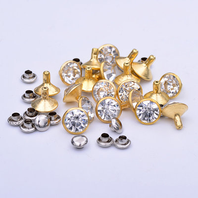 China Glass Rivets Rhinestones 5mm-11mm Crystal Gold Frame Studs Accessories Installed with Hammer Studs Settings Beads supplier