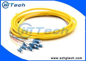 China 1.5m LC 12 Core Breakout Fiber Optic Pigtail Singlemode With Yellow Jacket supplier