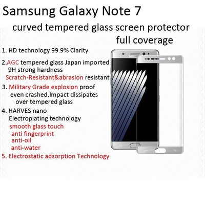 for  note 7   note7 tempered glass screen protector Curved 3D full cover AGC Japan clear anti-scratch