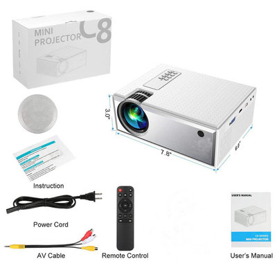 China Low noise 1800 lumens LED 720P/1080P home theater projector LCD mobile phone multimedia projector C8 supplier