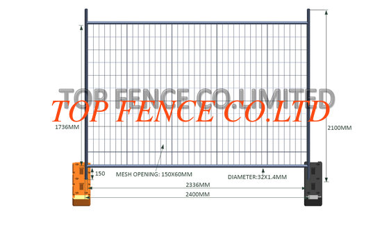 Temporary Security Fence Hot dipped Galvanized 1800mm x 2400mm
