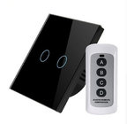 EU/UK Wireless remote control switch intelligent touch switch black 2 gang 1 way wireless RF433 Mhz indoor light switch
