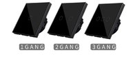 EU Standard Touch Switch 1 Gang/2 Gang/3 Gang 1 Way,Single Fireline Wall Light Switch,Black Crystal Tempered Glass