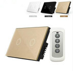2 Gang 1 Way Touch Switch US/AU Standard Luxury Crystal White Glass Panel Touch Screen 2 Gang On/Off Light Wall Switch