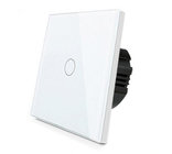 EU Standard 1 gang waterproof white toughened glass panel touch switch with LED backlight indicator