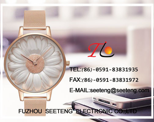 China flower design dial and colorful band for ladies watch with alloy band supplier