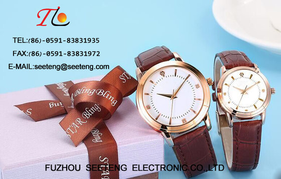 China WHOLESALE PU STRAP AND ALLOY CASE QUARTZ  WATCHES WITH DIAMOND  COUPLE WATCH supplier