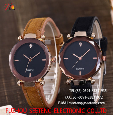 China wholesale Pu watch round dial alloy case  quartz watch fashion watch concise style Multicolor strap supplier