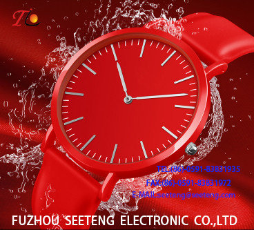 China wholesale Silicone watch  with alloycase and custom logo movement watch  concise style  bright red strap custom color supplier