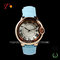 colorful leather band and unique design golden case for ladies watch supplier