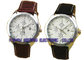 Trendy alloy case quartz Watch with stainless steel backcase and PU leather band for men supplier