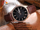 Brand high quality  Men's analog watch with  stainless steel case and pu leather band supplier