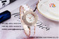 Lady watch  white bracelet metal band and double circle diamond inset case supplier