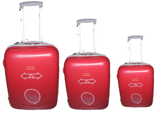 China Carry On Red Two Wheel Carry On Luggage Set Of 3 Plastic Handle Framed supplier