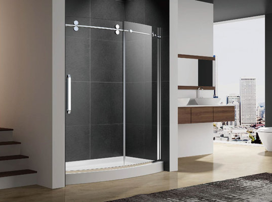 China Sliding shower door with stainless steel 304 wheel,handle,sliding rail,curved 10mm tempered glass supplier