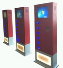 Red CRS free standing cell phone charging kiosk with 14 e-lock charging box