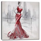 100% high quality hand-painted oil painting on canvas red dressing lady size in 60X60CM