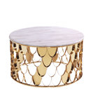 Hot selling Luxury Gold Stainless Steel Coffee Table Round Marble Center Table For Home Hotel