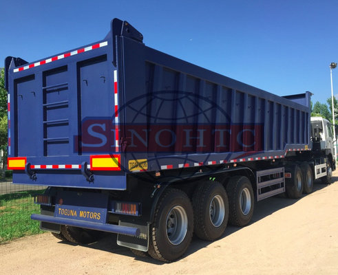 China 25 - 35m3 Steel End Dump Trailers ,  60 Tons Tipper Semi Trailer 12 / 16 Tyre supplier