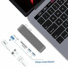 6 in 1 Multi-Port Dual Type C Adapter with USB-C Thunderbolt 3 PD and Data Transfer Port,2X USB 3.0 Ports,SD card reader