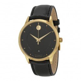 Buy Best Seller MOVADO Museum Black Dial Black Leather Strap Men's Watches Sale