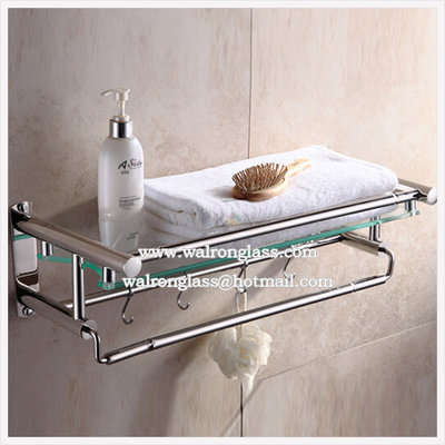 China Irregular Shape Bathroom Single Shelf with 6mm Clear Tempered/Toughened Glass supplier