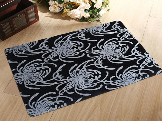 China Anti Slip Rubber Flooring Mats Washable Rubber Door Mat With Flocking Cloth supplier