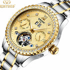 KINYUED Luxury Brand Watches Chronograph Men Sports Stainless Steel Waterproof Mechanical Watch supplier