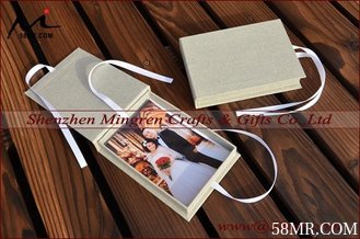 China Wedding Fabric Linen Ribbon Photo Storage Gift Box supplier